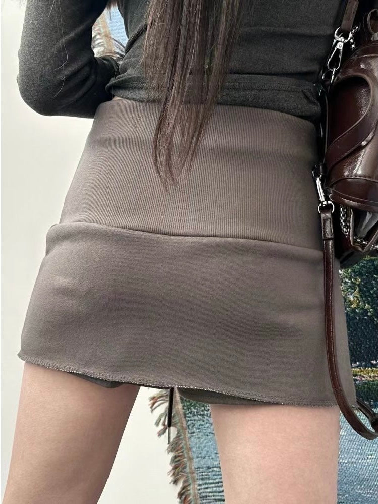 美式復古印花包臀裙褲