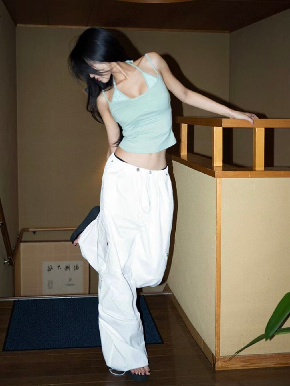 休閒口袋尼龍長褲
