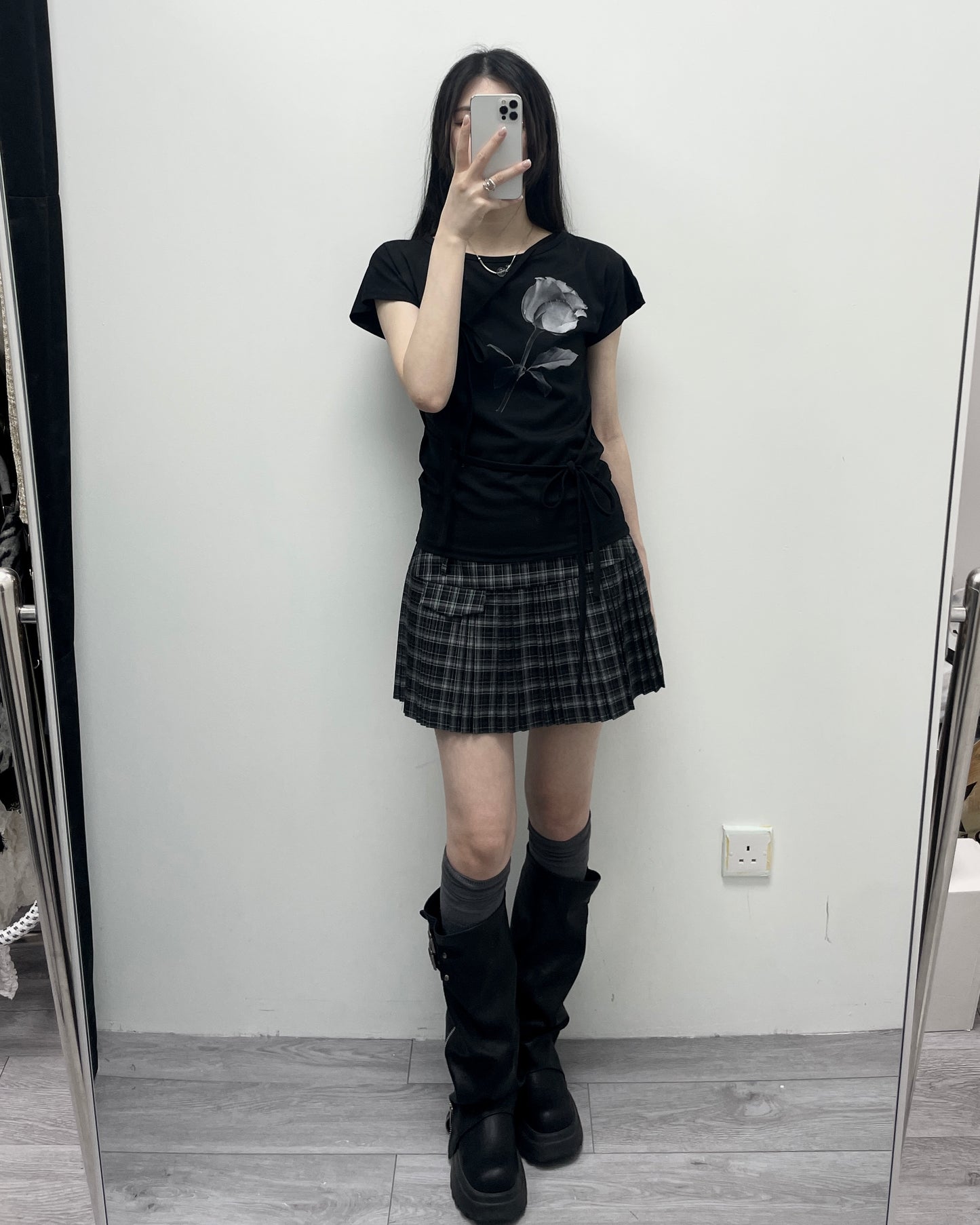 玫瑰花綁帶短袖