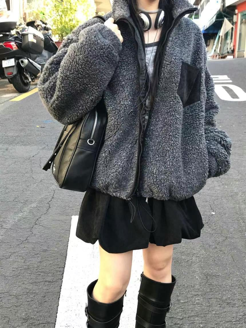 羊羔毛夾棉外套