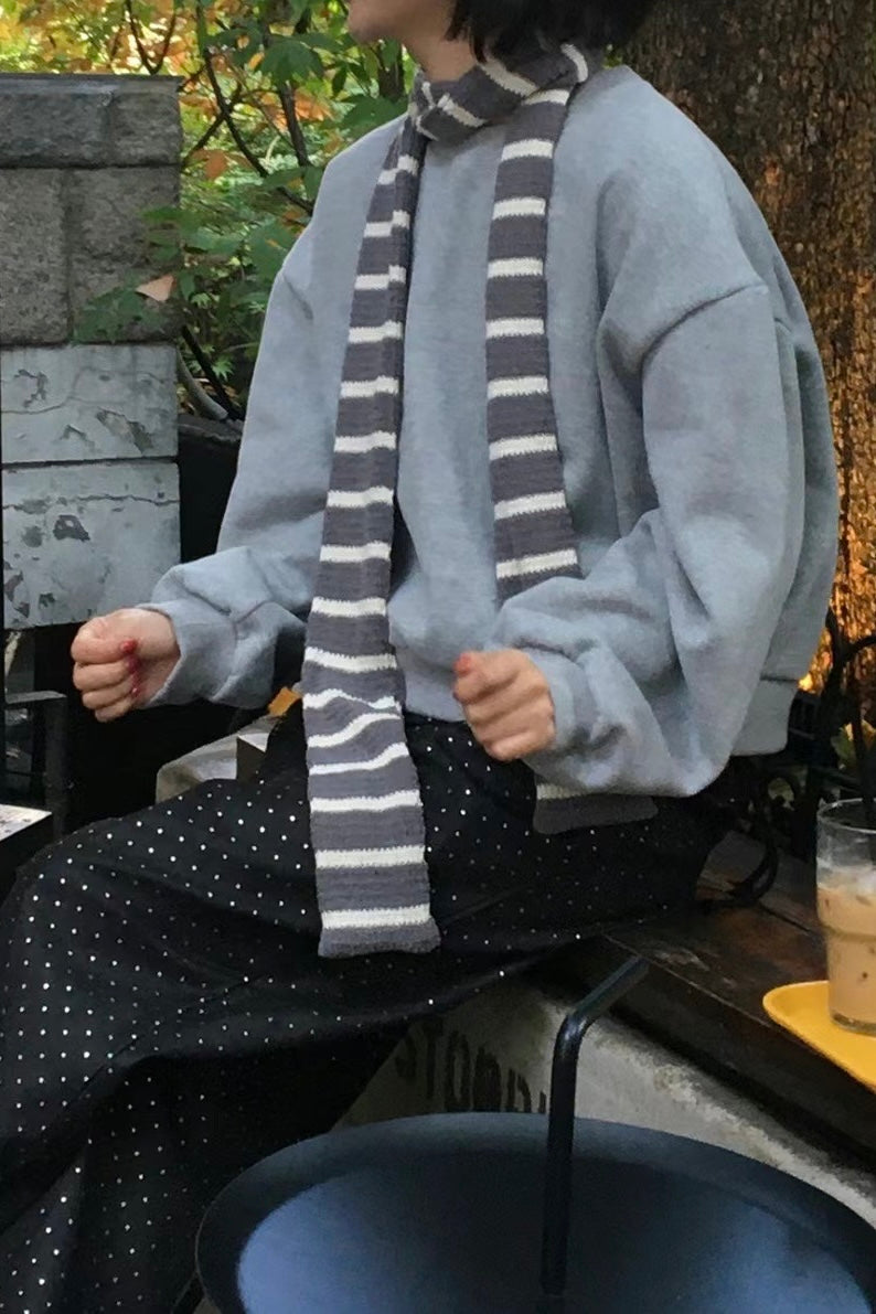 條紋針織幼圍巾