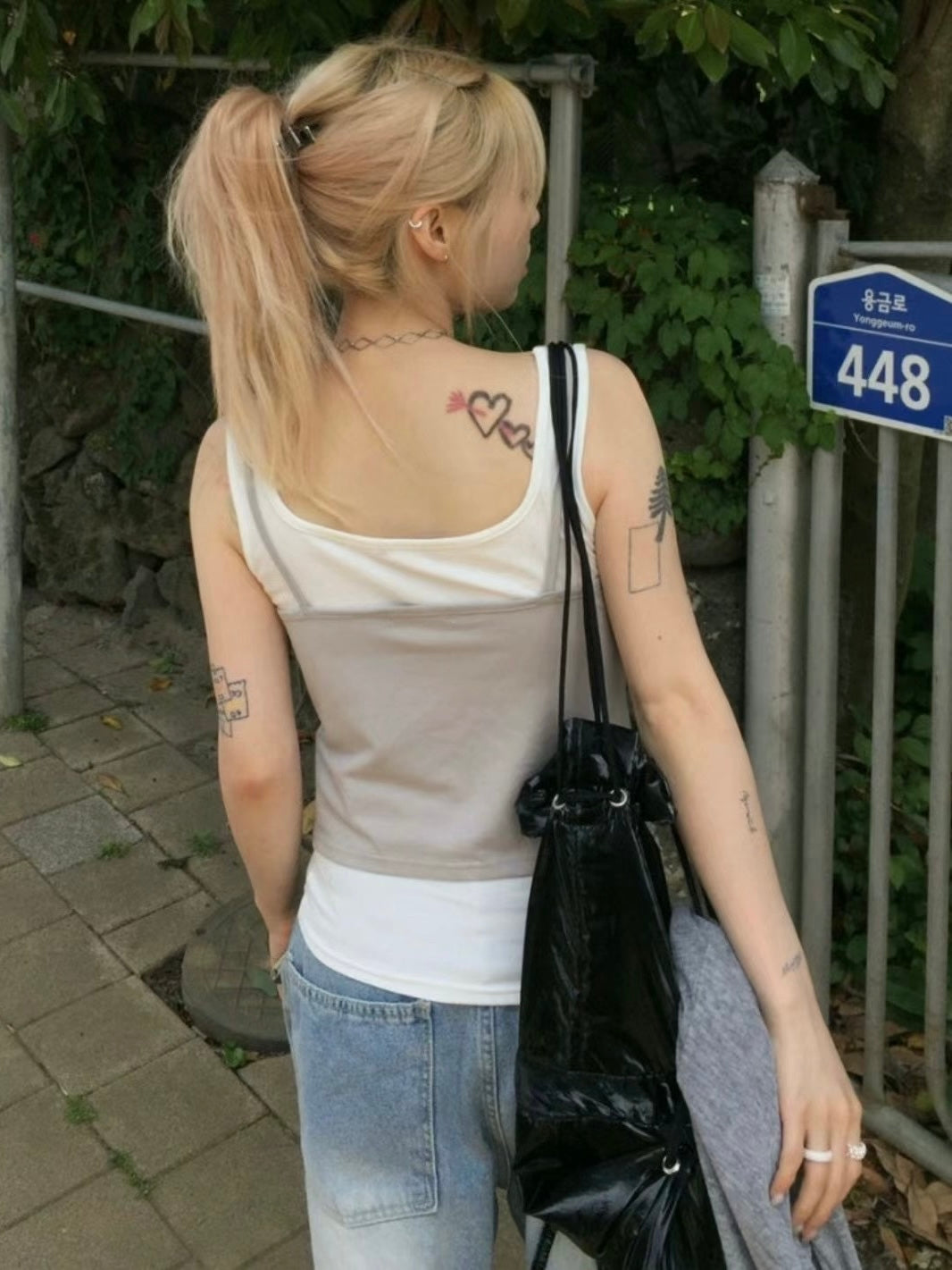 撞色兩件疊穿背心￼