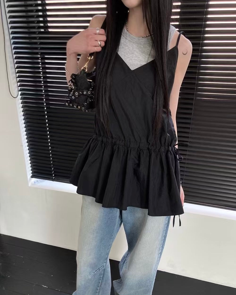 抽繩修腰吊帶