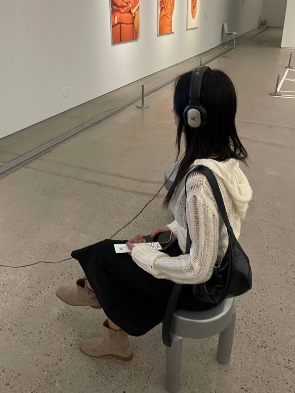 針織連帽綁帶外套