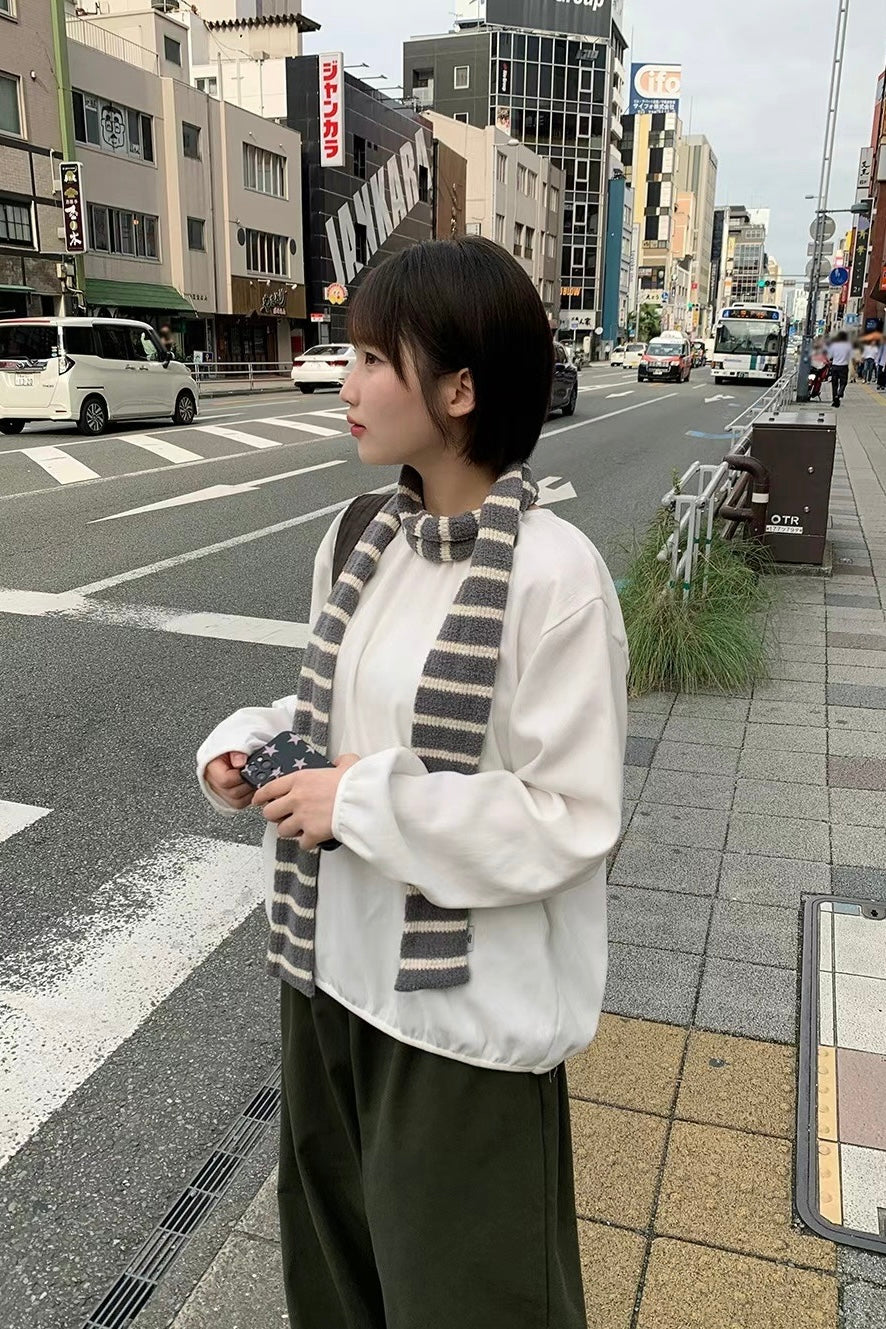 條紋針織幼圍巾