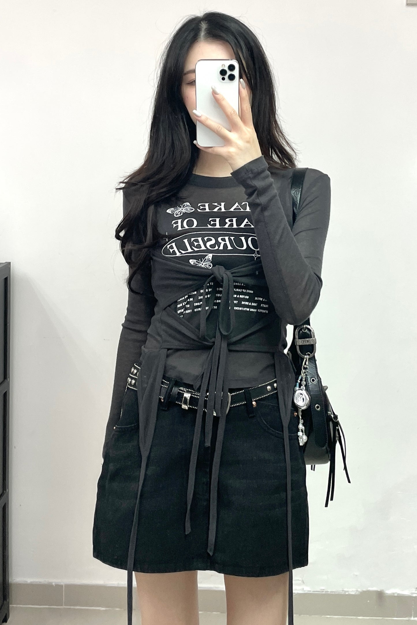 V形腰線A字牛仔裙