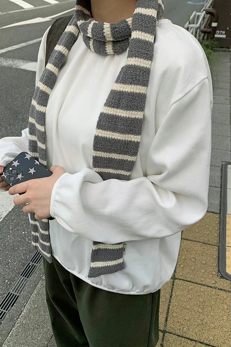 條紋針織幼圍巾