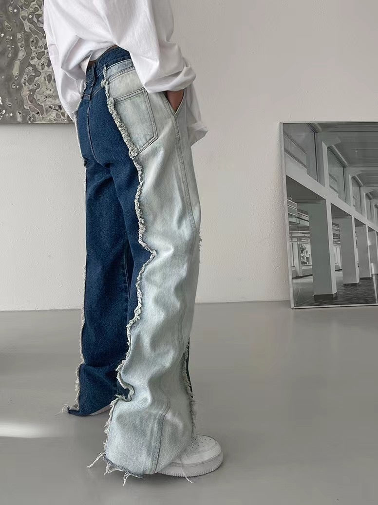 雙色拼接牛仔褲